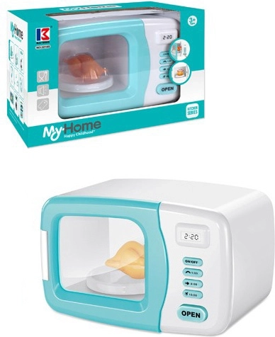 Forno a microonde giocattolo per bambini a batterie con suono e pollo 20 cm
