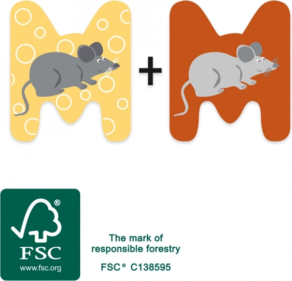 small foot lettera in legno m con topolino