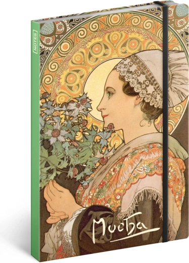 Taccuino Alfons Mucha – Cardo, a righe, 13 × 21 cm