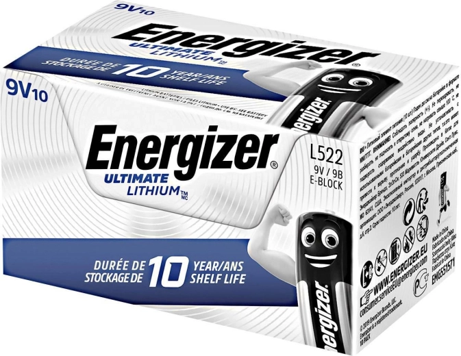 Batteria al litio 9V ENERGIZER Ultimate Lithium, confezione da 10 pezzi