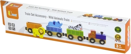 treno di legno con animali dello zoo Viga