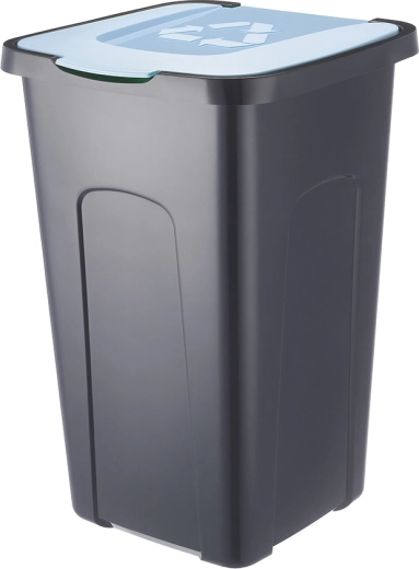 Cestino per raccolta differenziata 50 l nero/blu pastello