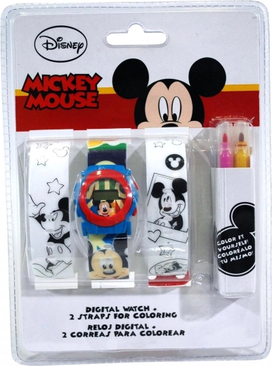 Euroswan set di orologio digitale e cinturini da colorare Mickey Mouse