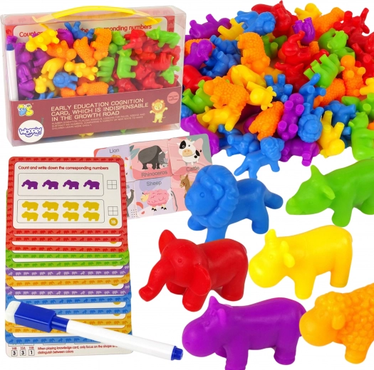 Set educativo Montessori Calcolo Animali Colorati 83 pezzi