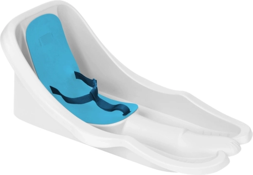 Slittino per bambini con schienale e cintura, bianco con seduta blu