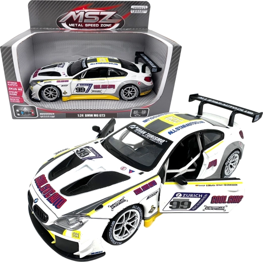 Modello in metallo dell’auto da corsa 1:24 BMW M6 GT3 bianco