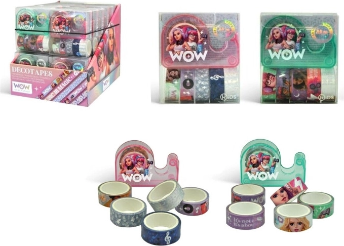 Nastri washi decorativi WOW con dispenser da tavolo, set 6 pz