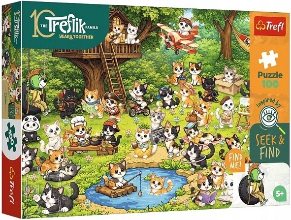 Puzzle Trefl Seek and Find Mondo dei gatti 100 pezzi