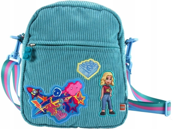 Borsa a tracolla LEGO Friends turchese con applicazioni termoadesive