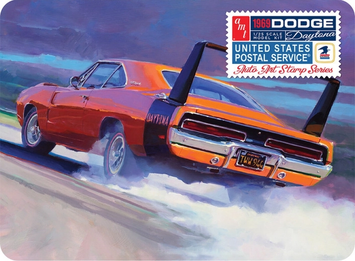 Modello in plastica AMT 1969 Dodge Charger Daytona 1:25 (USPS Stamp Series Collector Tin)