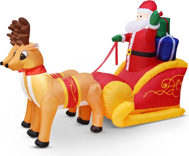 Babbo Natale gonfiabile su slitta, 230 cm, con illuminazione LED
