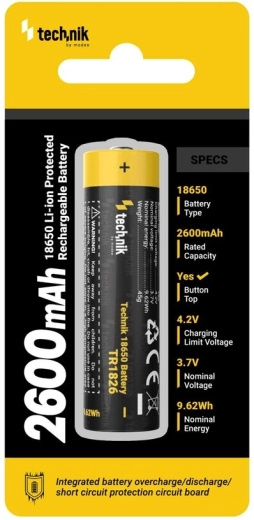 Batteria ricaricabile 18650 2600 mAh 3,7 V con protezione