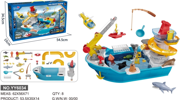 Nave per bambini con scivolo e accessori per l'acqua