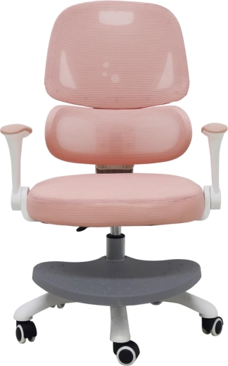 Sedia girevole ergonomica per bambini per scrivania con poggiapiedi rosa