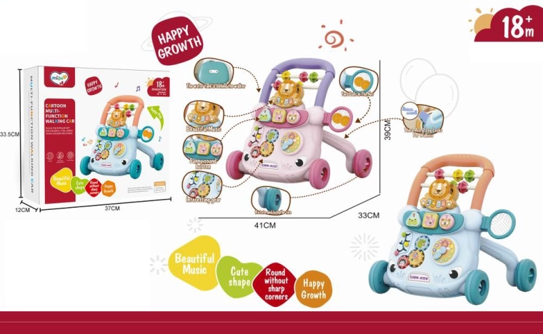 Girello spingibile leone con musica rosa