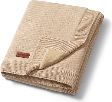 Babyono coperta per bambini in cotone naturale con fodera in flanella 75 × 100 cm beige chiaro