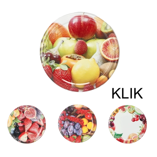 Set di coperchi per barattoli da conserva 63 mm con motivo frutta, 10 pz