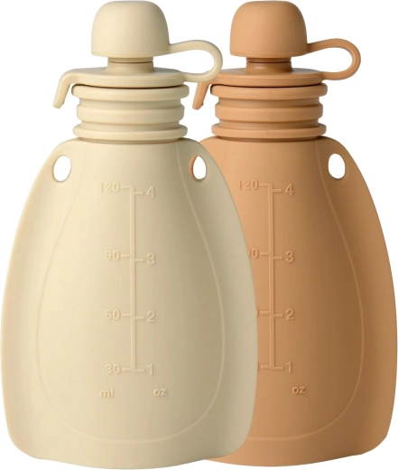 Mininor sacchetti in silicone riutilizzabili e ricaricabili per merenda Soft Rabbit/Roe Deer, 2 pezzi