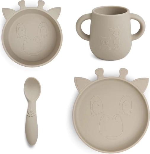Nuuuroo Lykke set pappa in silicone giraffa cobblestone