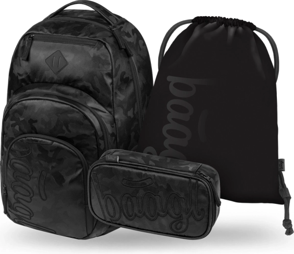 Set scolastico Baagl Coolmate Onyx – zaino, astuccio e sacca