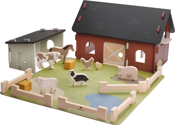 Fattoria in legno Micki con animali