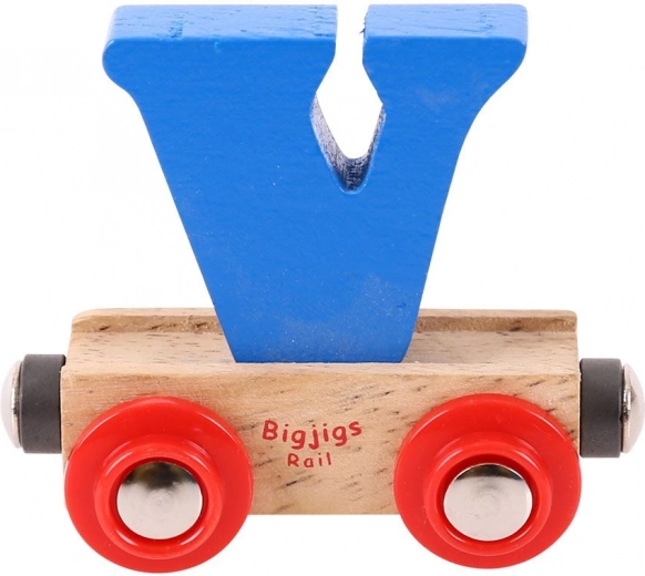 Vagoncino in legno con lettera V – BIGJIGS Rail
