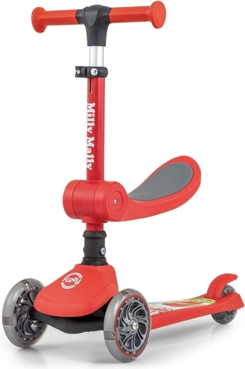 Milly Mally monopattino evolutivo per bambini Fuzzy rosso con seduta