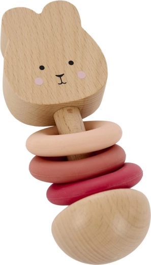 Jabadabado sonaglio in legno con coniglietto e anelli in silicone