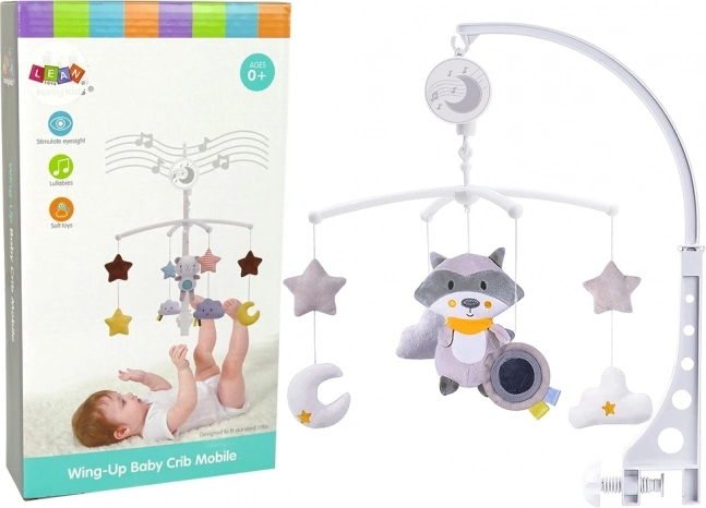 Giostrina per culla Procione di peluche Grey Melody