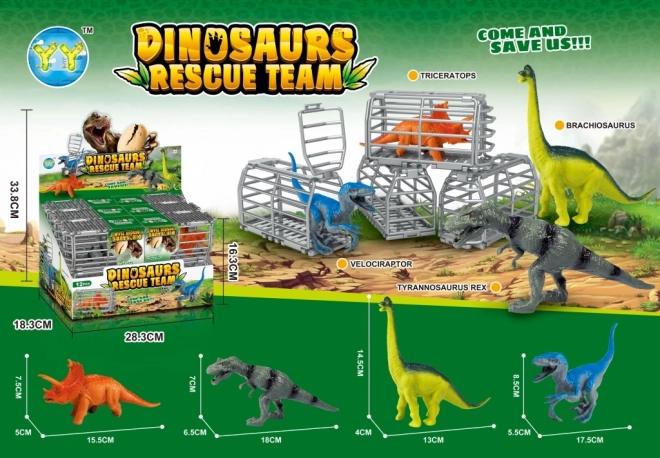 Figura di dinosauro 16 cm con gabbia e accessori