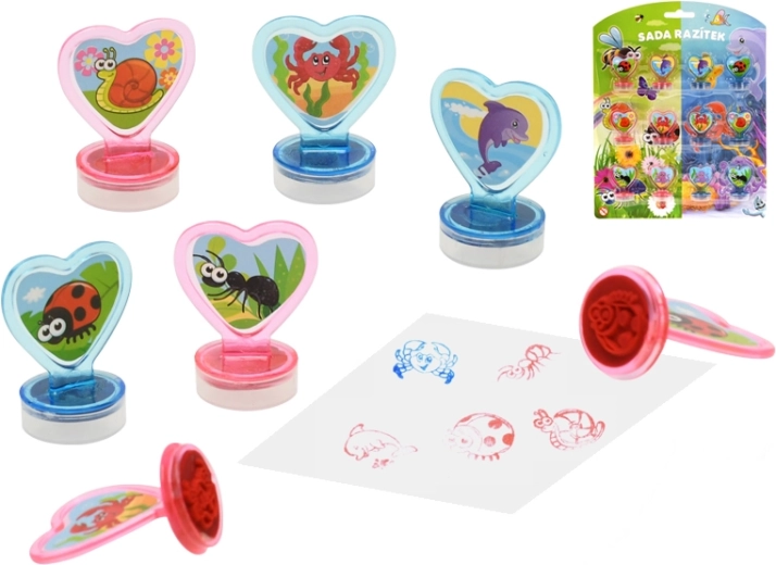 Set di timbri Insetti e mondo acquatico, 12 pz