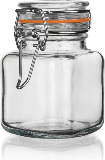 Barattolo ermetico in vetro LINA 100 ml, quadrato con chiusura a leva