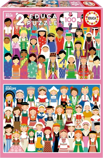 Puzzle Educa Ragazze d’Europa e Asia 2×100 pezzi