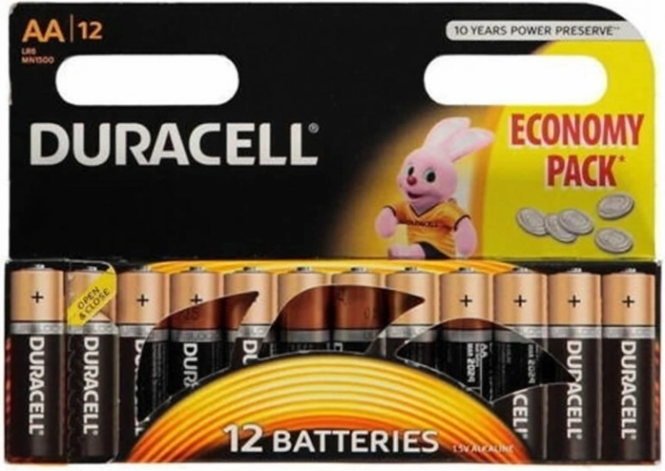 Batterie alcaline AA DURACELL MN1500, confezione da 12 pezzi