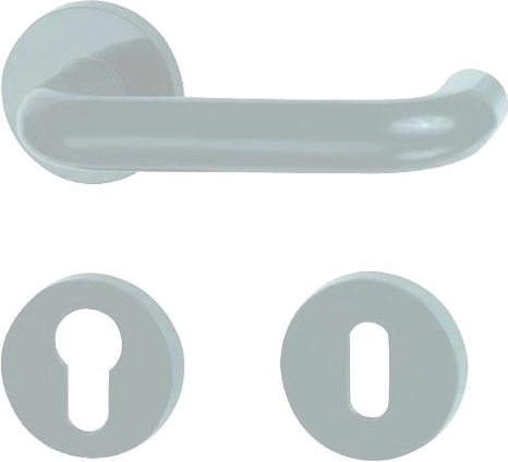 Maniglia per porta interna con placche, plastica bianca