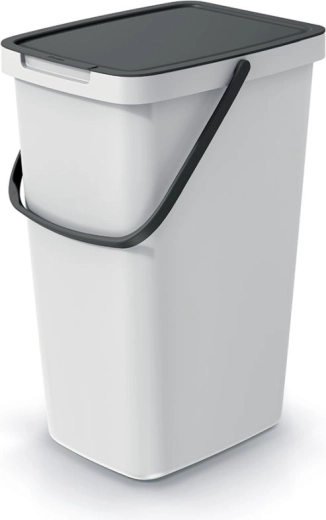 Pattumiera 20 L color cenere con coperchio nero SYSTEMA Q COLLECT