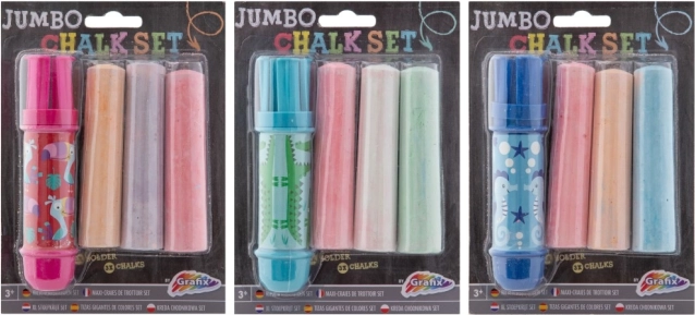 Gessetti da marciapiede jumbo con portagesso, 3 pz