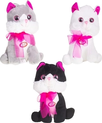 Gattino di peluche piccolo seduto con fiocco