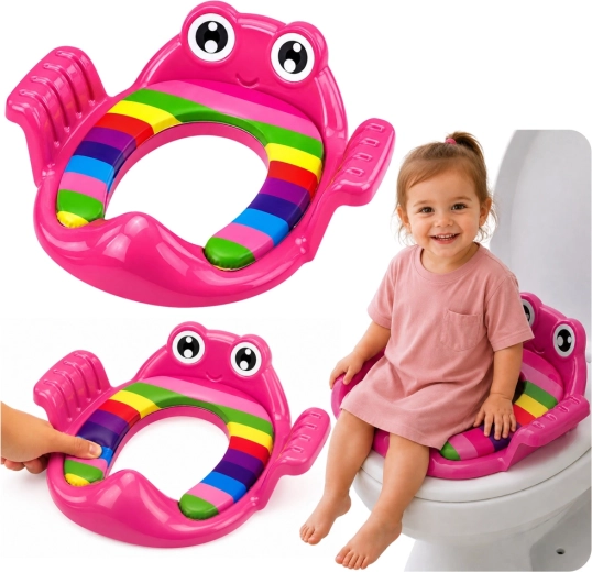 Riduttore per WC per bambini con seduta morbida e maniglie rosa - 1 pezzo