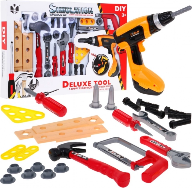 Set di attrezzi per bambini 26 pezzi con trapano avvitatore interattivo 3+