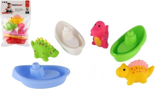 Set da bagno: barchette e dinosauri spruzzatori (3+3 pz)