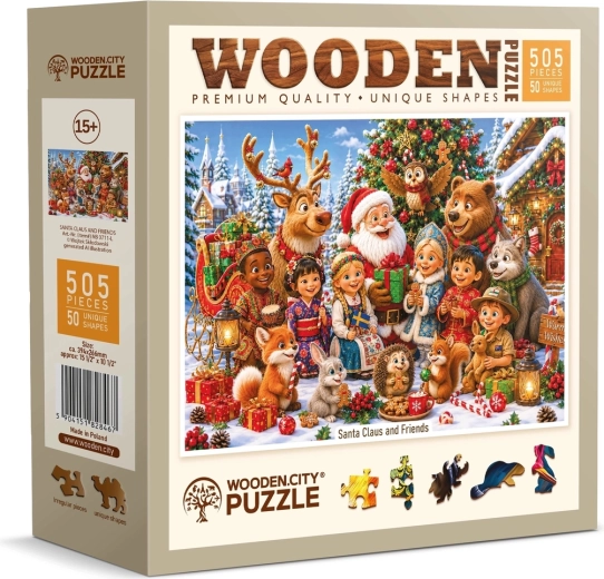 WOODEN CITY puzzle in legno Babbo Natale con gli amici, 505 pezzi
