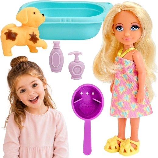 Bambola WOOPIE Royal con cucciolo, vaschetta e accessori per la cura