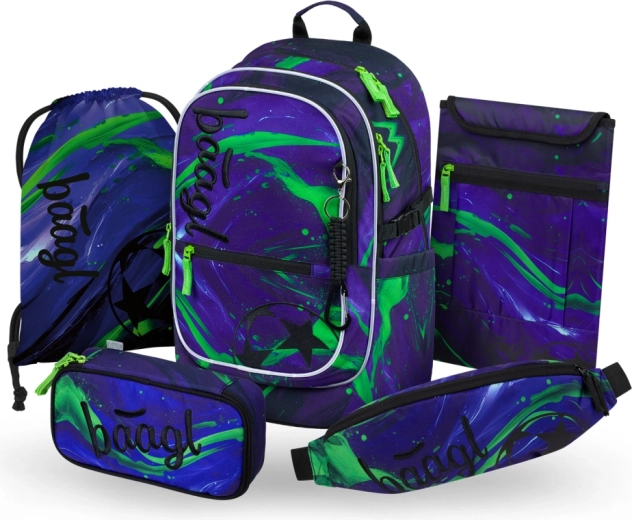 Baagl set 5 Core Football Champion: zaino scolastico, astuccio, sacca, marsupio e custodia per notebook GRS