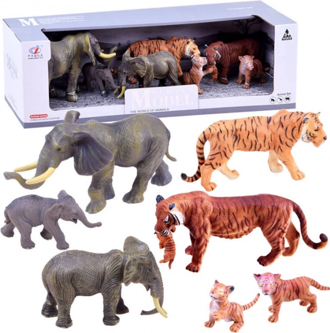 Set di animaletti safari con zebre e leoni – Tigre ed elefante