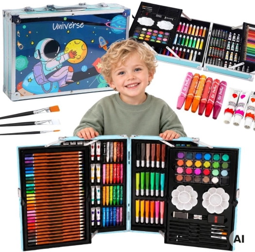 Set da disegno Woopie in valigetta con motivo spaziale