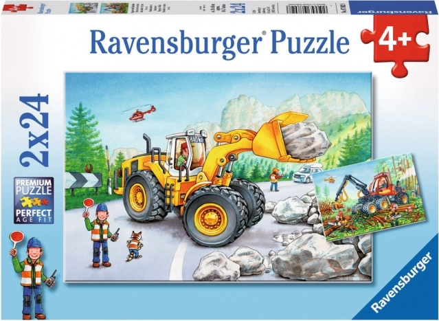 RAVENSBURGER Puzzle Macchine pesanti in azione 2x24 pezzi