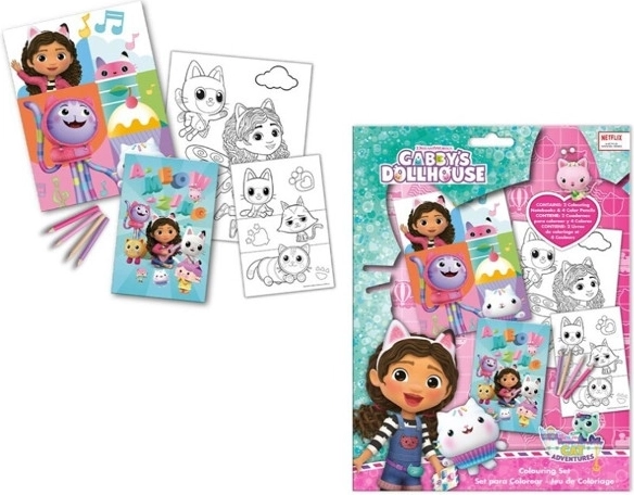 set da colorare con mini pastelli 12 colori LA CASA DELLE BAMBOLE DI GABBY