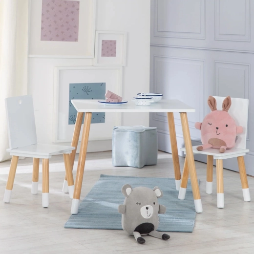 Roba tavolino per bambini con 2 sedie bianco/naturale