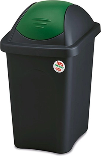 Pattumiera basculante MULTIPAT 30 l, rettangolare, nero‑verde
